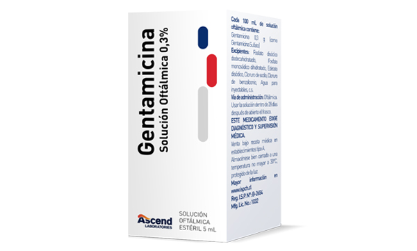 Gentamicina solución 0.3% - 5 mL - Ascend Laboratories